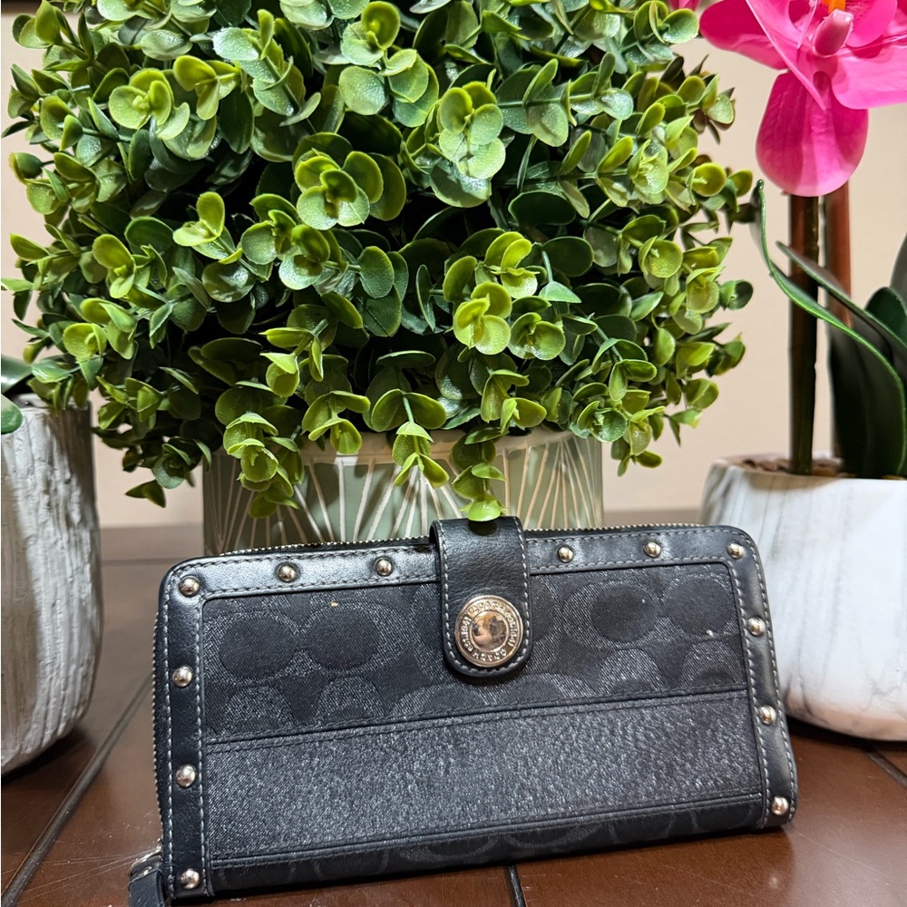Coach Metallic studded black wallet